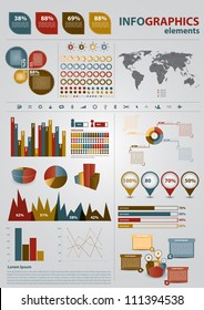 Retro infographics set. World Map and Information Graphics