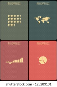 Retro infographics set. World Map and Information Graphics