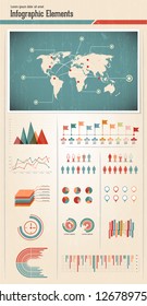 Retro infographics set. World Map and Information Graphics