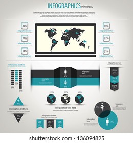 Retro infographics set. World Map and Information Graphics. Vector