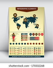 Retro infographics set. World Map and Information Graphics