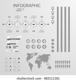 Retro infographics set. World Map and Information Graphics