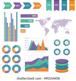 Retro infographics set. World Map and Information Graphics.