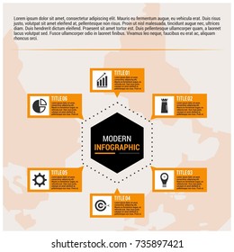 Retro infographics set. World Map and Information Graphics. Vector