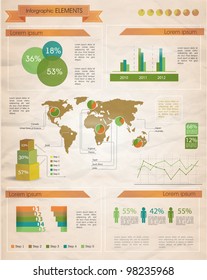 Retro infographics set. World Map and Information Graphics