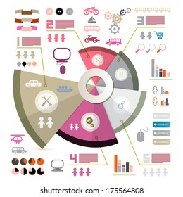 Retro Infographics Vector Layout with Icons - Elements 
