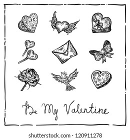 retro ink Valentine invitation card