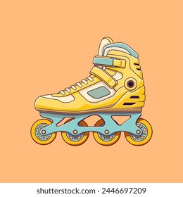 Retro Inline Skate in cartoon style