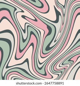 Um fundo abstrato inspirado retrô com um fluido, redemoinho de mármore padrão em uma paleta de rosa, verde sábio, e carvão cinza.