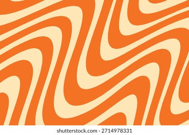 Retro inspirierte abstrakte Hintergrund von wellenförmigen Linien in Orange und Creme evozierende Bewegung Wärme und siebziger Jahre Stil