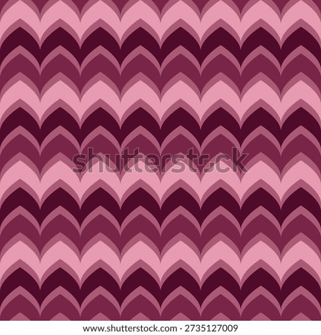 Retro Inspired Abstract Geometric Wavy Scallop Arch Shape Seamless Pattern Design Background Texture in Shades of Pink and Magenta