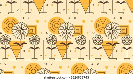 Retro inspired geometric floral arrangement.