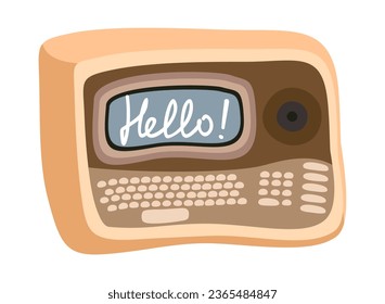 Retro interface. Old computer vector isolated illustration.