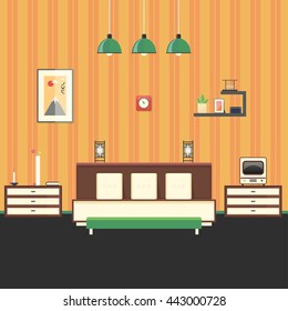 Retro interior.Cartoon minimalistic.