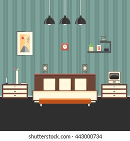 Retro interior.Cartoon minimalistic.