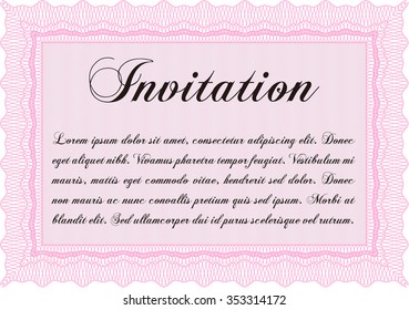 Retro invitation. Artistry design. Customizable, Easy to edit and change colors.With great quality guilloche pattern. 