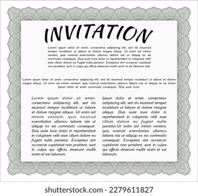 Retro invitation. Beauty design. With complex background. Detailed.  Green color.