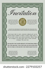 Retro invitation. Beauty design. Printer friendly.   Green color.