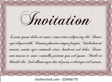 Retro invitation. Border, frame.Sophisticated design. With complex linear background. 
