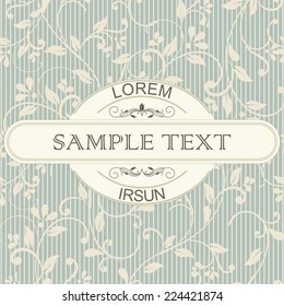 retro Invitation card with damask background and elegant floral elements 