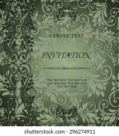 retro Invitation card with damask background
