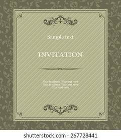 retro Invitation card with floral pattern