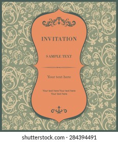 retro Invitation card with floral pattern