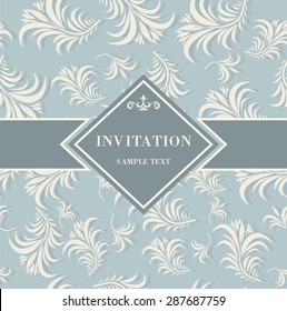retro Invitation card with floral pattern