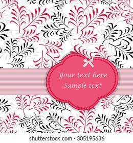 retro Invitation card with floral pattern