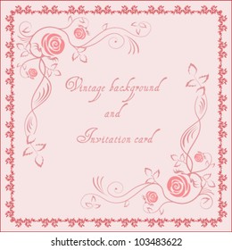 Retro invitation card with rose
