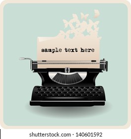 retro invitation card with typewriter