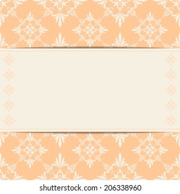 Retro invitation card vector template with floral pattern.
