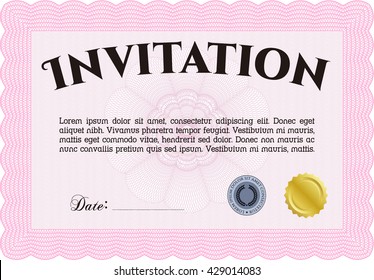 Retro invitation. Complex background. Border, frame. Lovely design. 