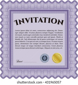 Retro invitation. Complex background. Border, frame. Lovely design. 