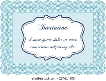 Retro invitation. With complex linear background. Excellent complex design. Border, frame.