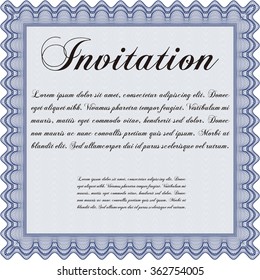 Retro invitation. With complex linear background. Nice design. Border, frame.