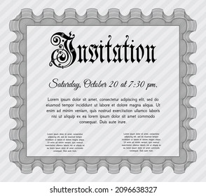 Retro-Einladung. Herzliches Design.  Vektorgrafik.  Graue Farbe.