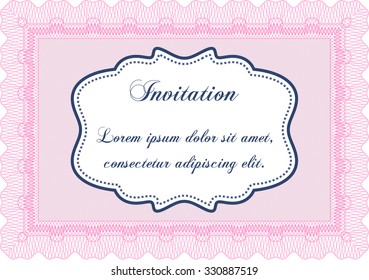 Retro invitation. Excellent design. With guilloche pattern. Customizable, Easy to edit and change colors.