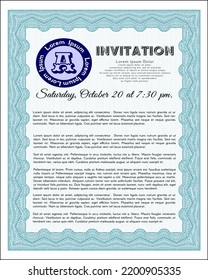 Retro invitation. Excellent design.  Vector illustration.  Light blue color.