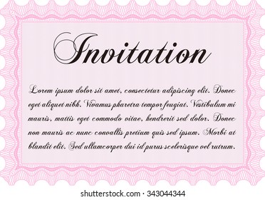 Retro invitation. With guilloche pattern. Beauty design. Customizable, Easy to edit and change colors.