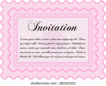 Retro invitation. With guilloche pattern. Border, frame.Complex design. 