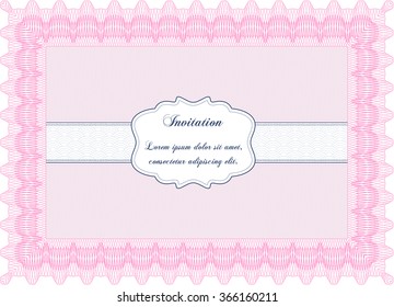Retro invitation. With linear background. Elegant design. Detailed.