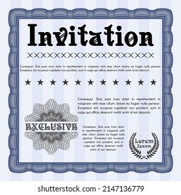 Retro invitation. Lovely design. Complex background.   Blue color.
