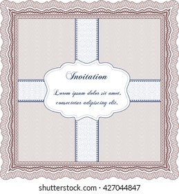 Retro invitation. Lovely design. Complex background. Border, frame. 