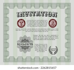 Retro invitation. Lovely design.    Green color.