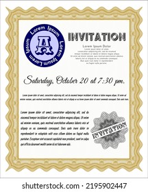 Retro invitation. Money Pattern. Printer friendly. Vector illustration.  Orange color.