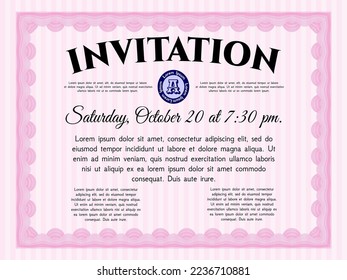 Invitación retro. Buen diseño. Con fondo.   Color rosa.