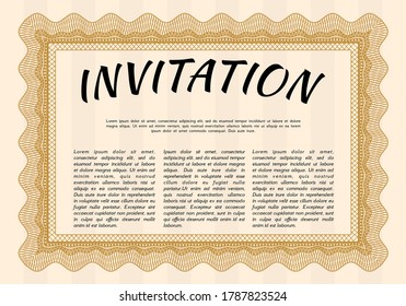 Invitación retro. Buen diseño. Fácil de imprimir. Ilustración vectorial.  Color naranja.