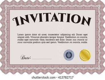Retro invitation. With quality background. Superior design. Border, frame. 
