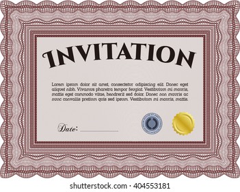 Invitación retro. Diseño superior. Con un fondo de calidad. Borde, marco. 